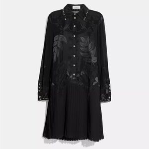 Coach Black Western Collared Long Sleeve Dress